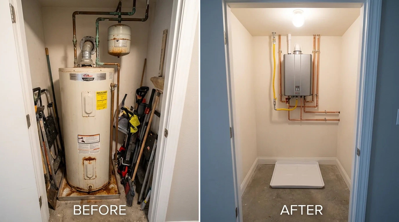 Tank water heater versus wall-mounted tankless unit comparison for Westfield, NJ homeowners